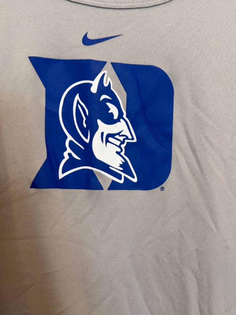 Nike Team Duke Blue Devils Gray T-Shirt XL NikeFIT Polyester Mens - Picture 7 of 7